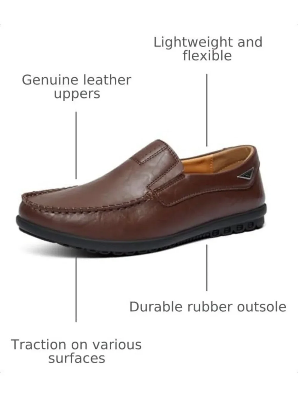 Stylish Men's Casual Leather Slip-On Loafers - Comfortable Fashion Shoes